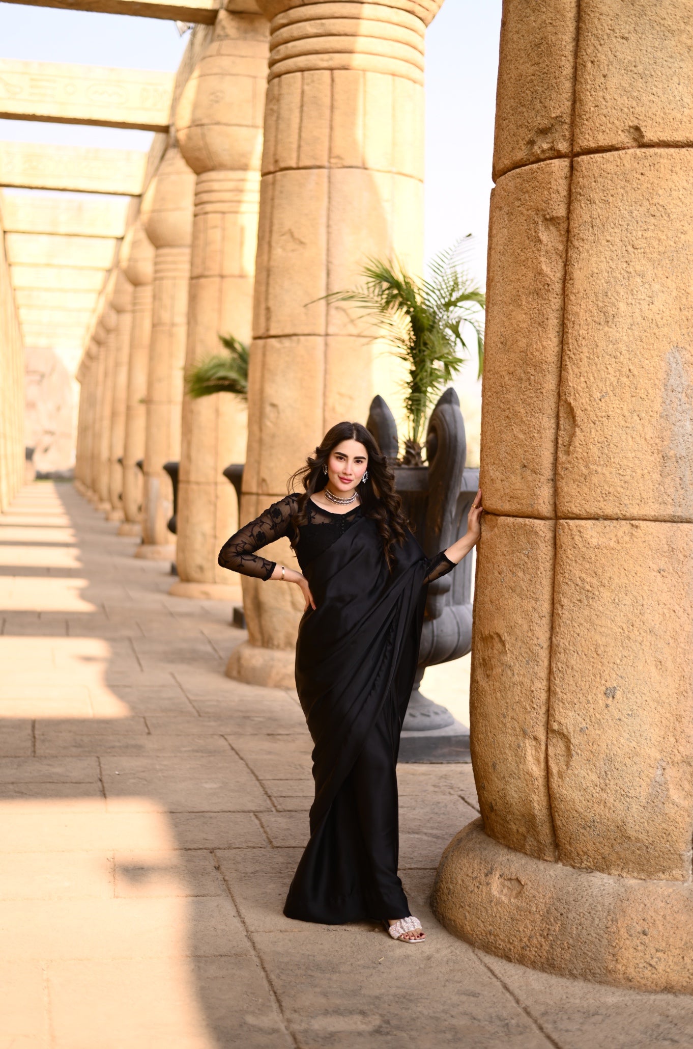 Rose Black Embroided - Saree