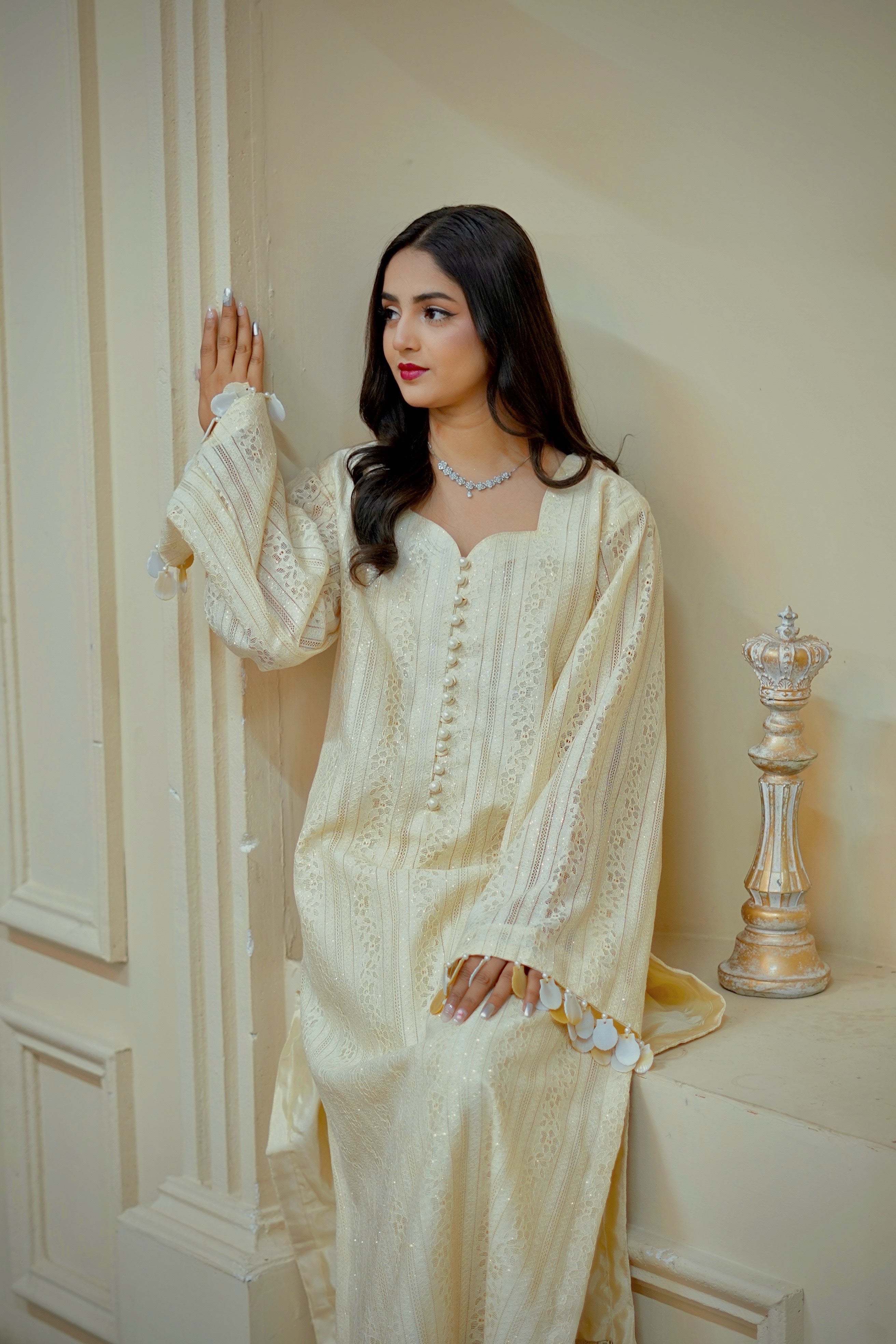 Ivory – 2 Piece Long Kaftan Set