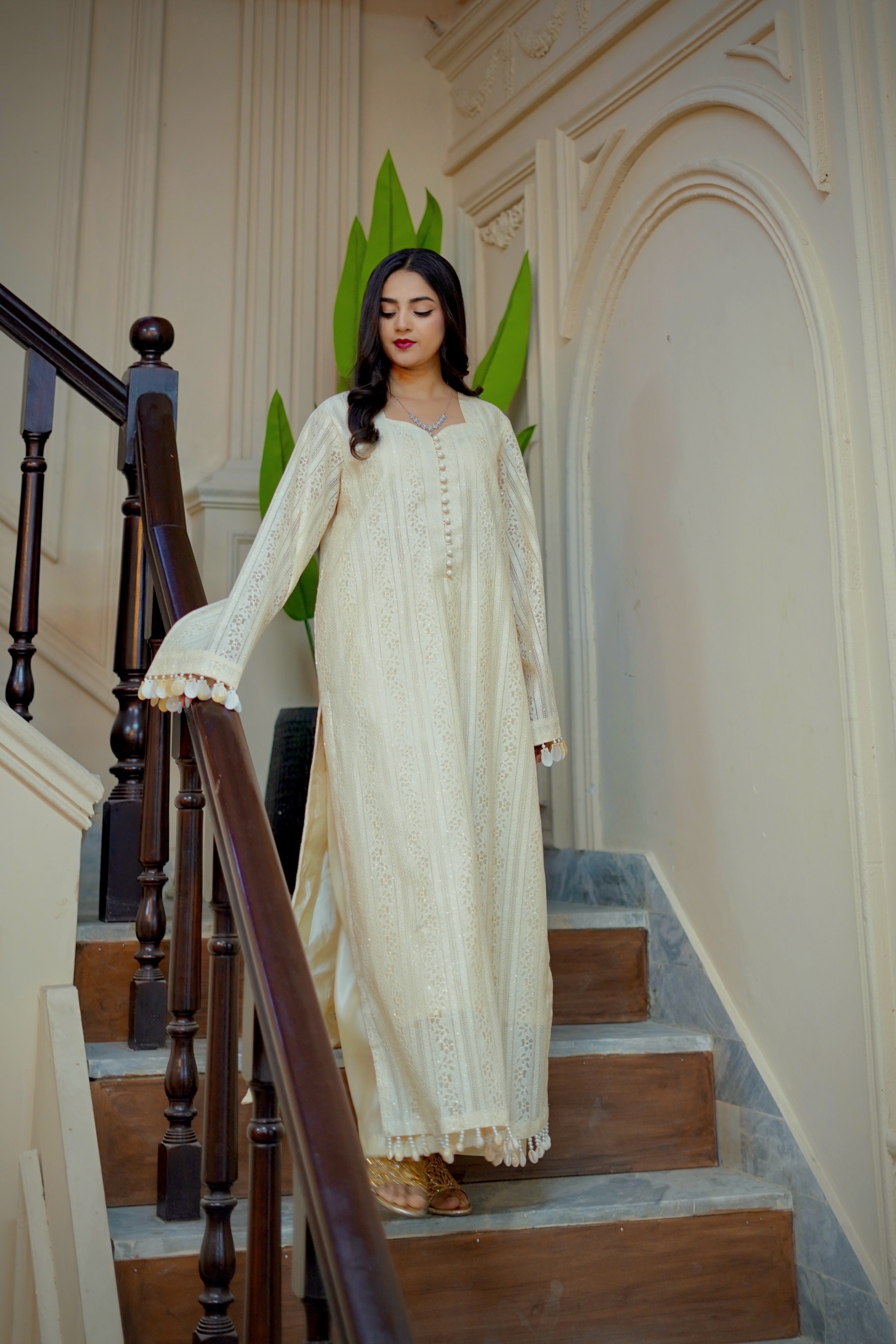 Ivory – 2 Piece Long Kaftan Set
