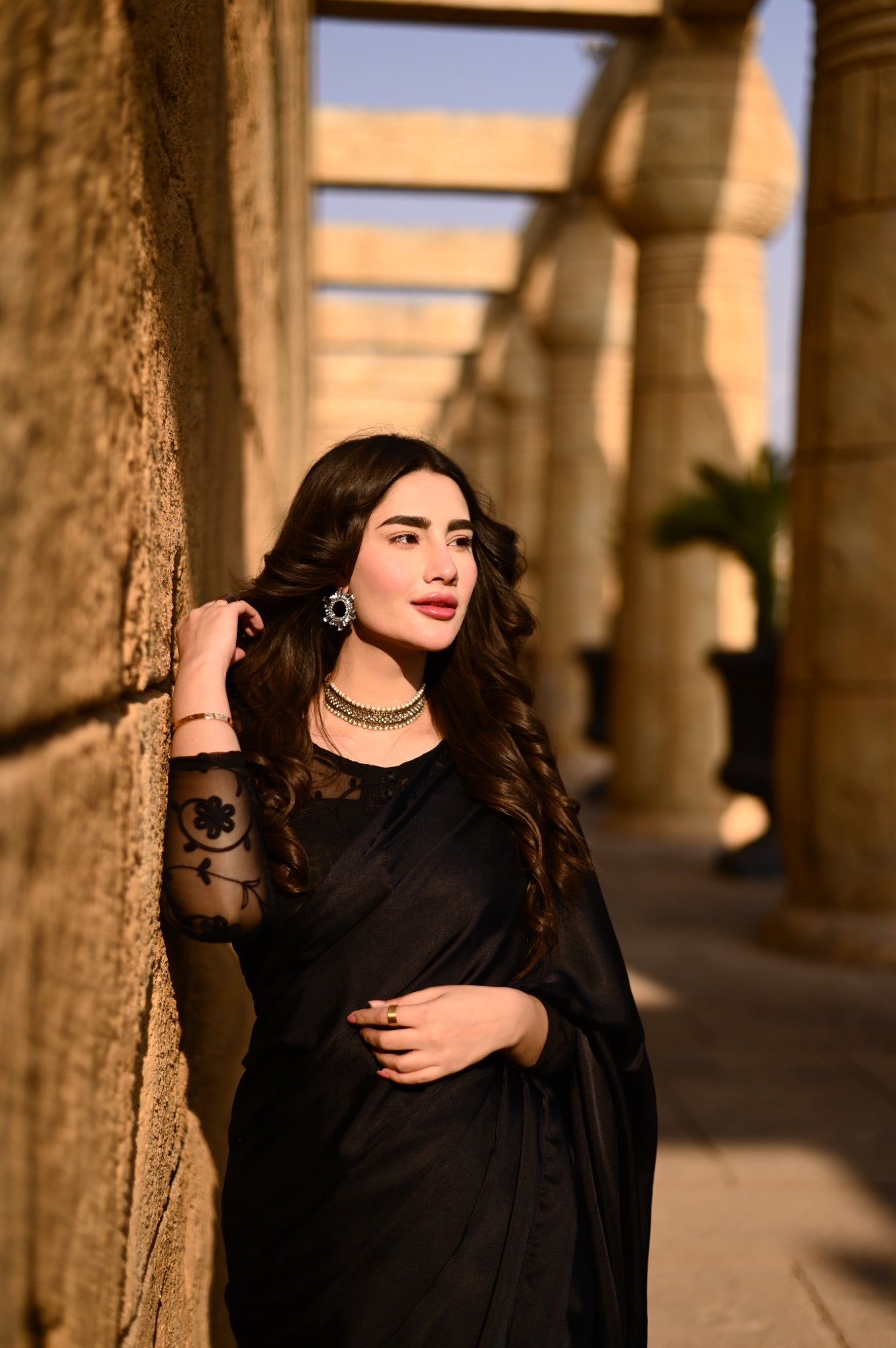 Rose Black Embroided - Saree