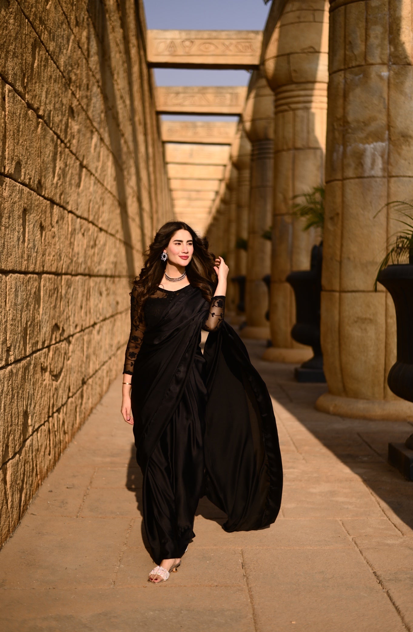 Rose Black Embroided - Saree