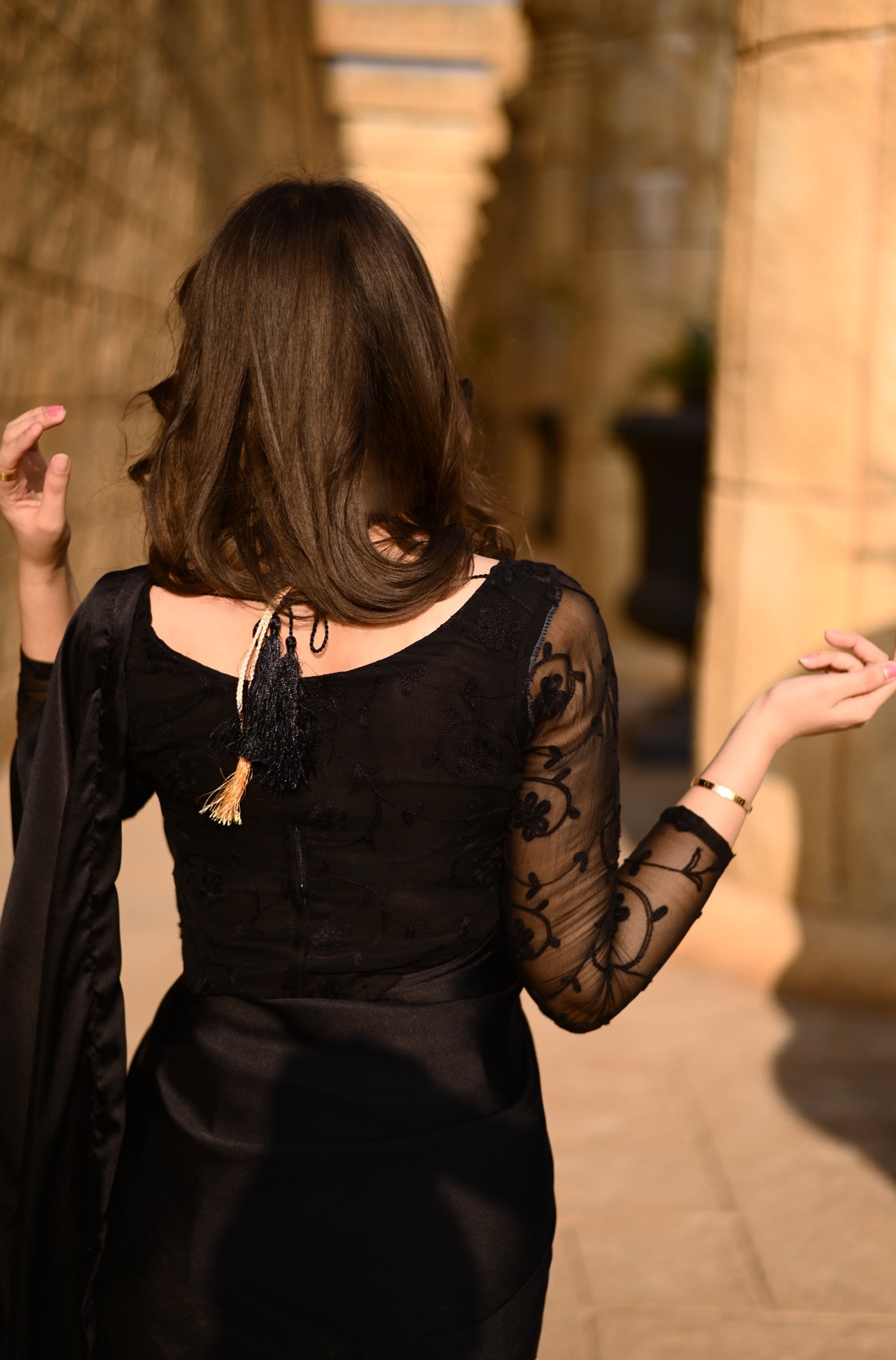 Rose Black Embroided - Saree