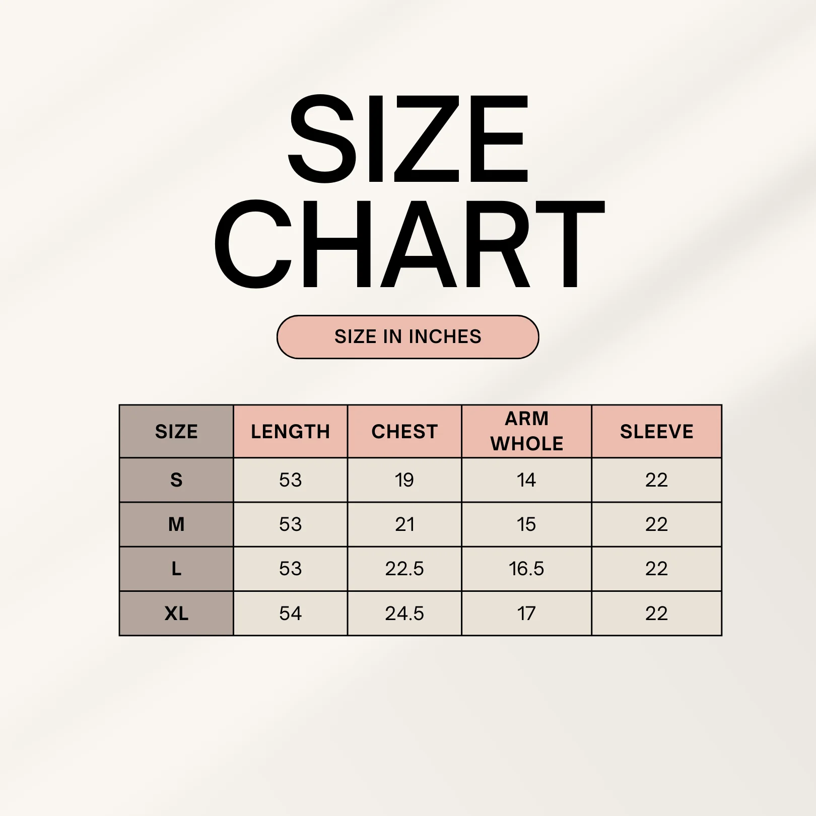 Binto Size Chart