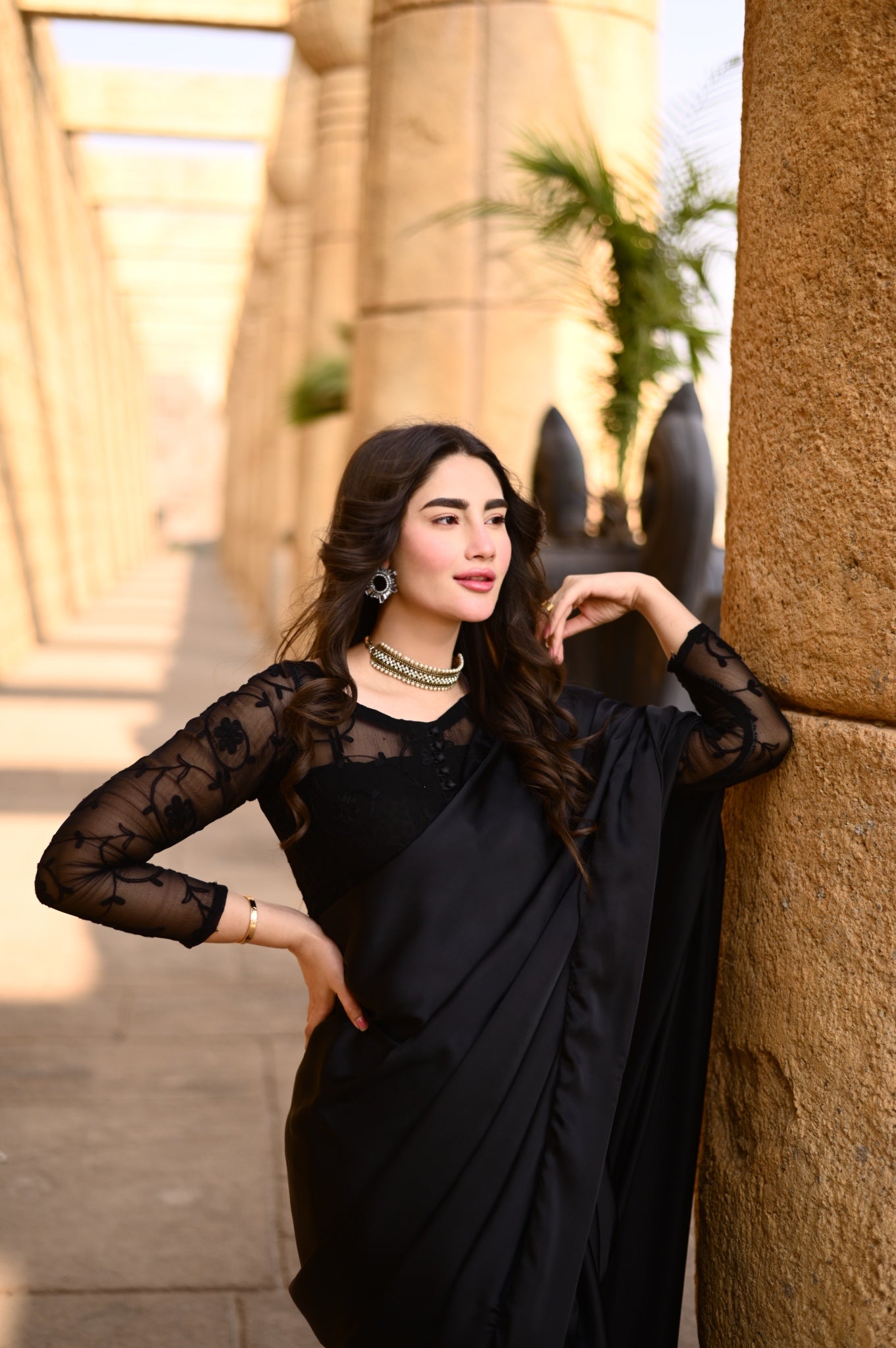 Rose Black Embroided - Saree
