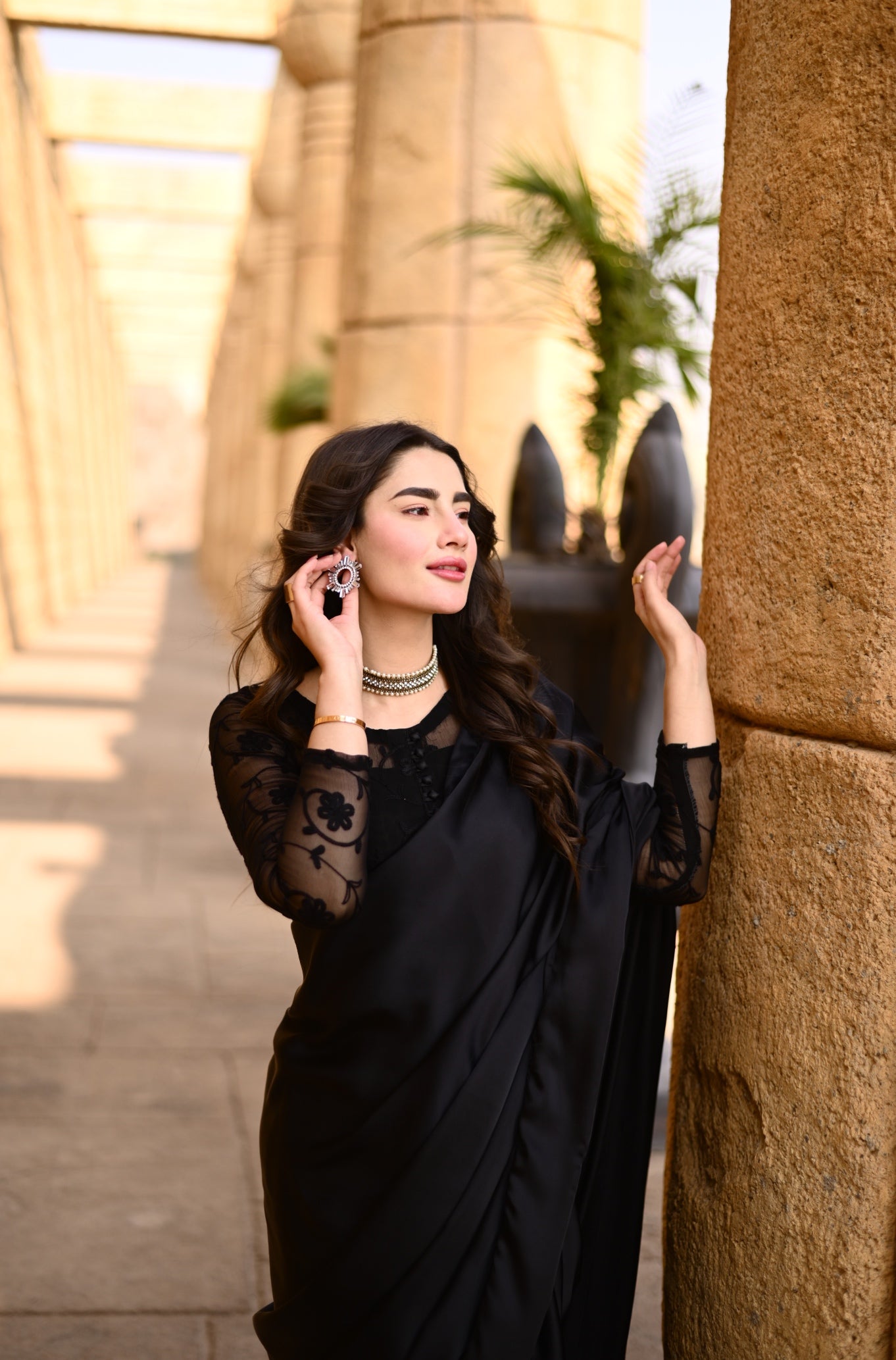 Rose Black Embroided - Saree