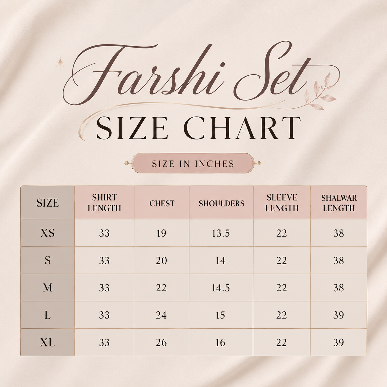 Reet Size Chart