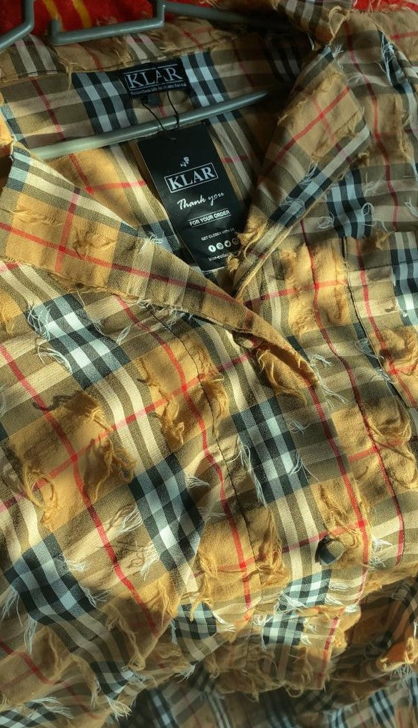 Brown Korean Check Dress